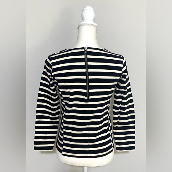 J Crew Womens XS Black/White Stripe Long Sleeve Top Classic Preppy Coastal - Picture 2 of 13